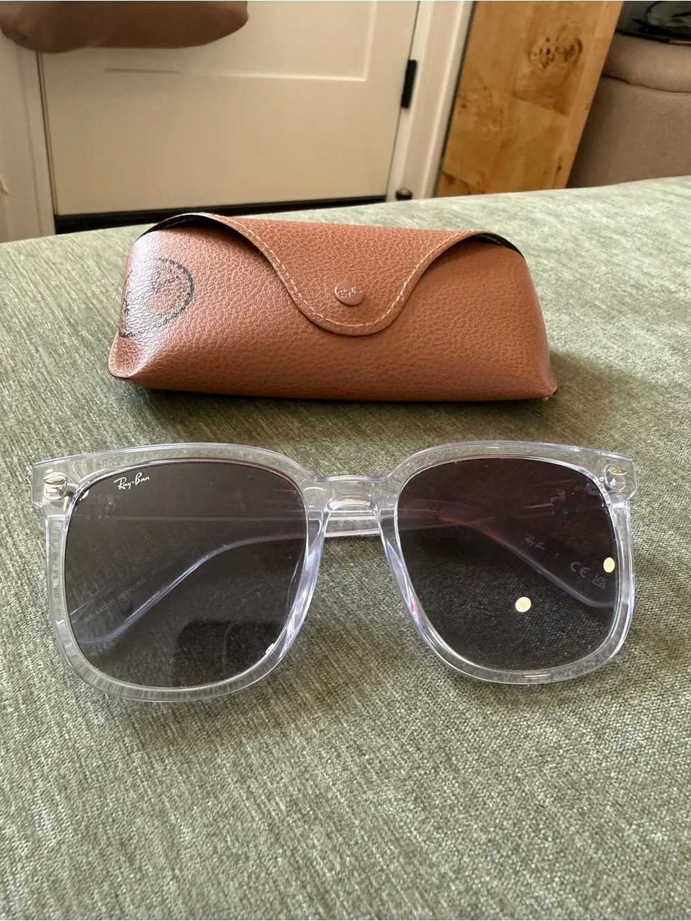 Ray-Ban Clear Frame Sunglasses with Dark Smoke Lenses